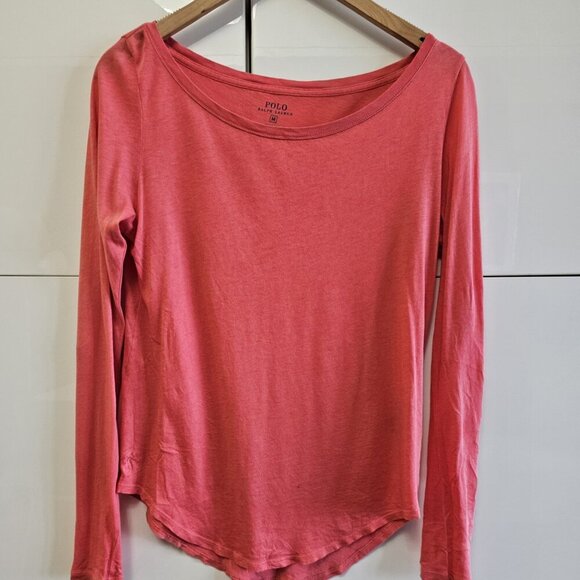 Polo Ralph Lauren Vintage Soft Coral Long Sleeve Tee - Picture 2 of 10